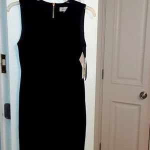 Calvin Klein Black Faux Suede Sleeveless Dress. NEVER WORN. Size 4P.